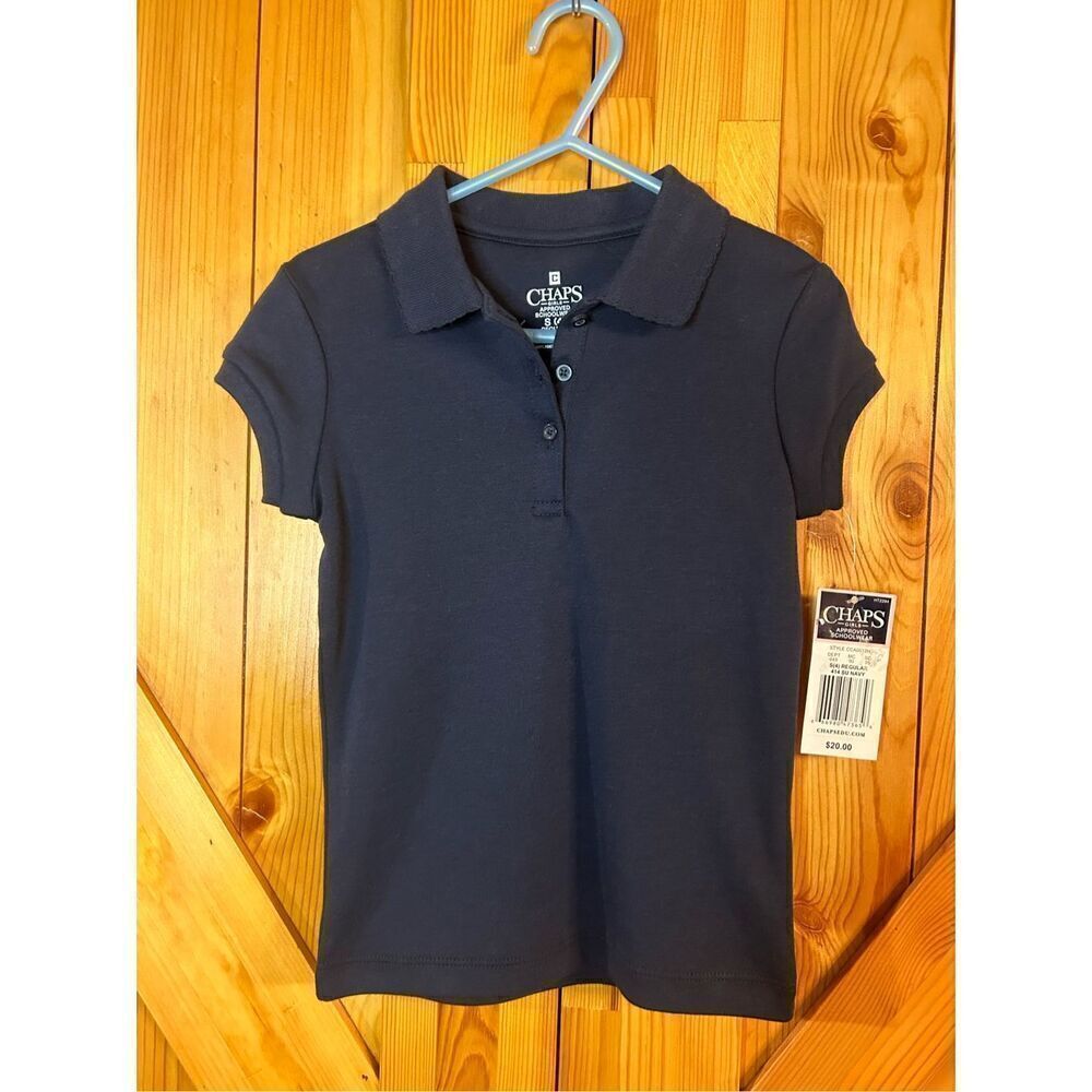 CHAPS Girls Approved Schoolwear Navy S /4 Reg Short Sleeve Collar Shirt nwt (450